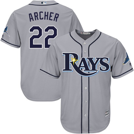 Big And Tall Mens Majestic Tampa Bay Rays Chris Archer Authentic Grey Road Cool Base Jersey 